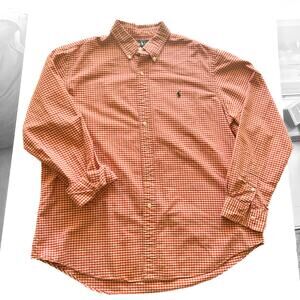 VTG Ralph Lauren Y2K Check Long Sleeved Button Down 100 Cotton Men's XL Orange
